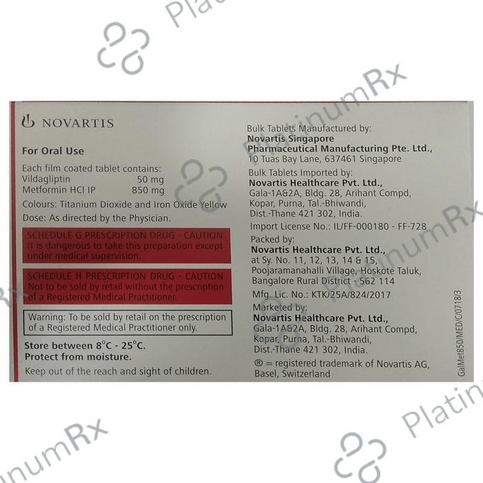 Galvus M 50/850mg Tablet 15s