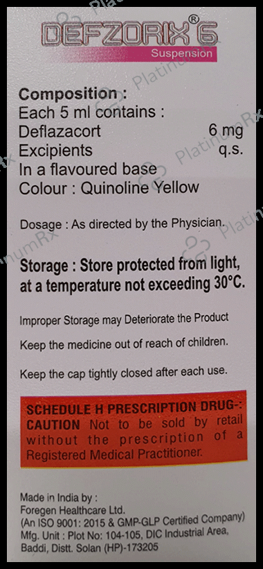 Defzorix 6mg Syrup