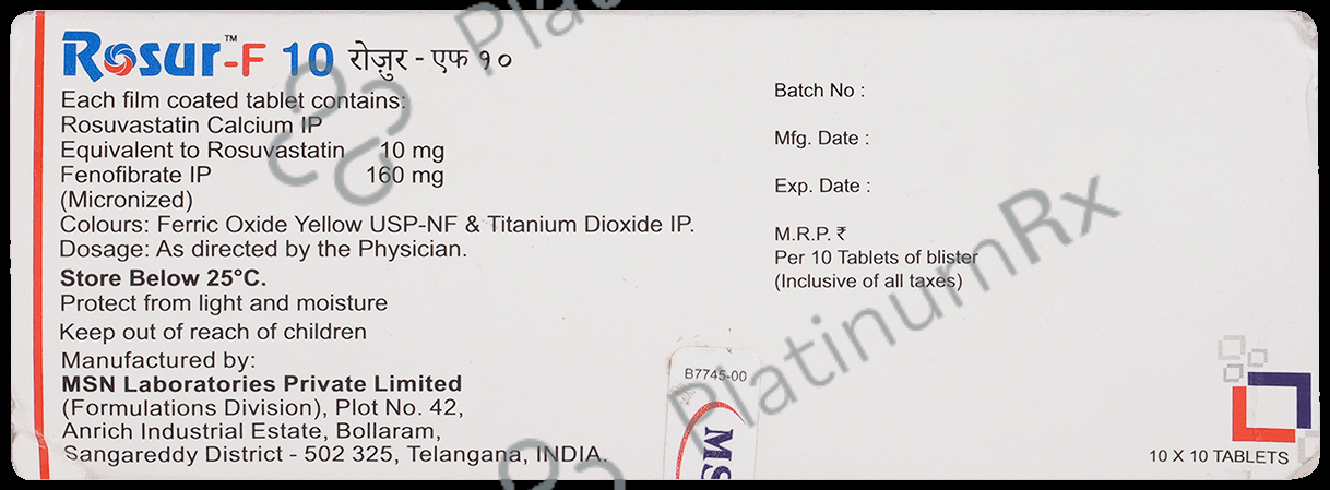 Rosur F 10 Tablet 160/10mg 10s