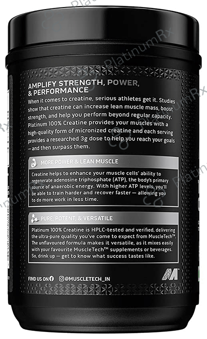 Muscletech Platinum 100% Creatine for Muscle Building, Strength, & Performance - Unflavoured