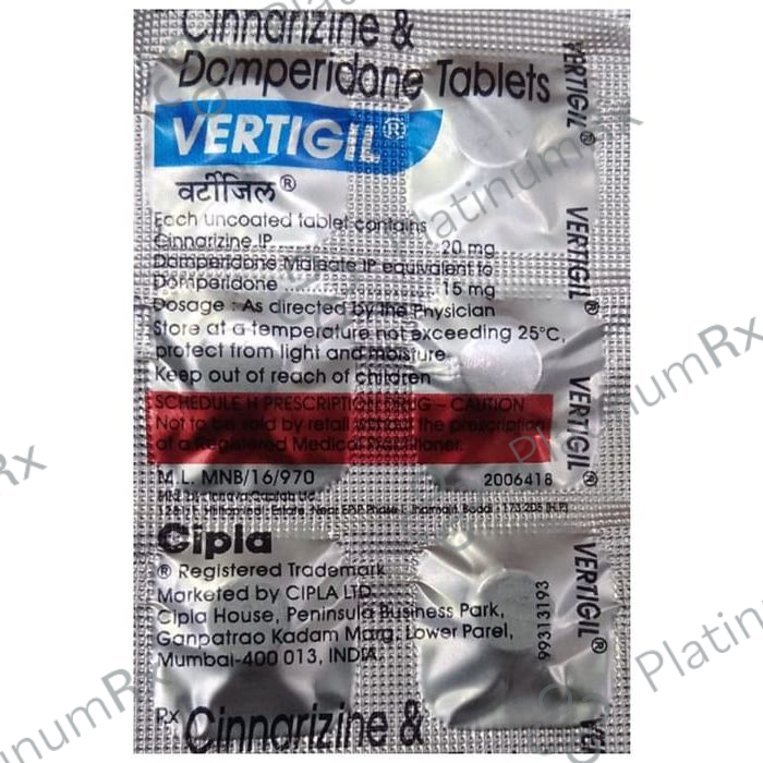 Vertigil 15/20mg Tab 6s