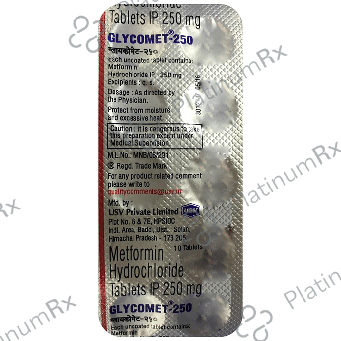 Glycomet 250mg Tablet 10s