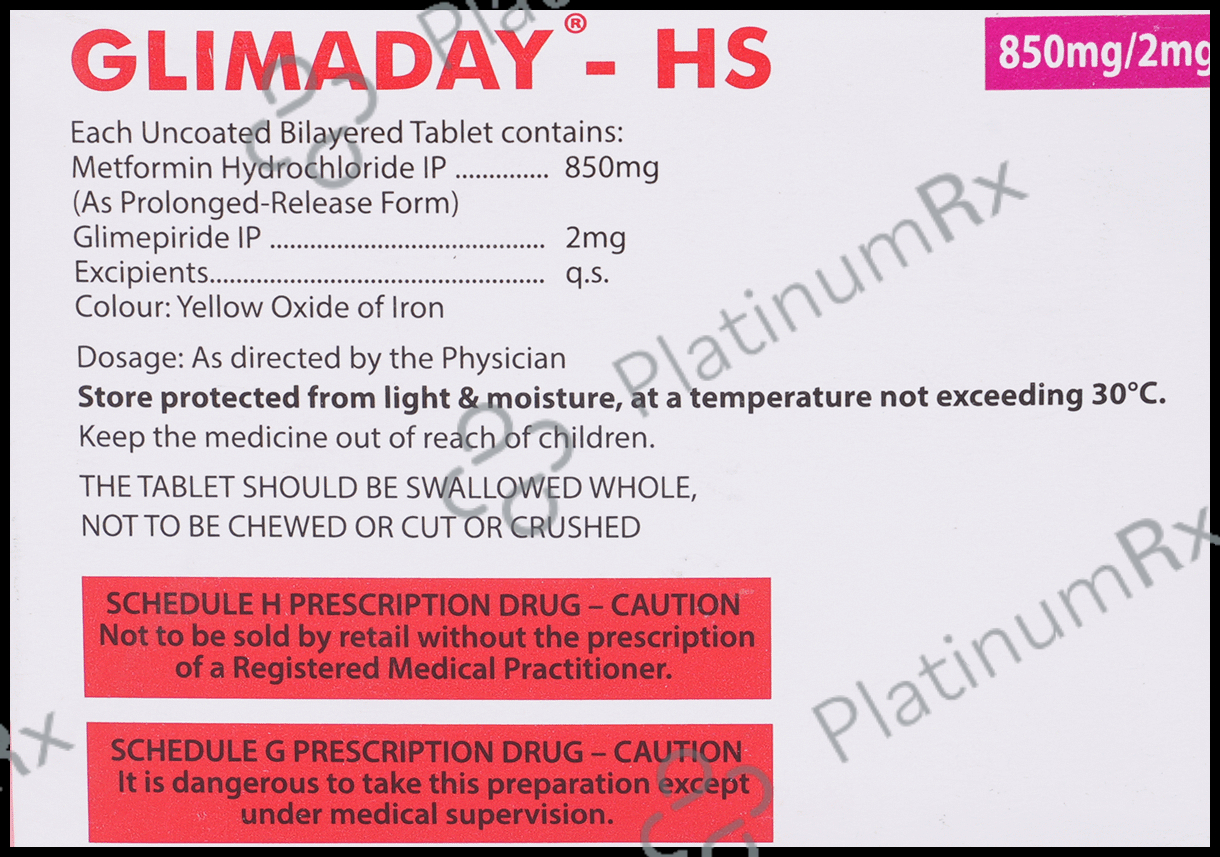 Glimaday HS 2/850mg Tablet PR 10s