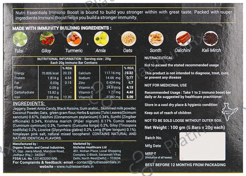 Nutri Essential Immuno Boost Bar (20gm Each)