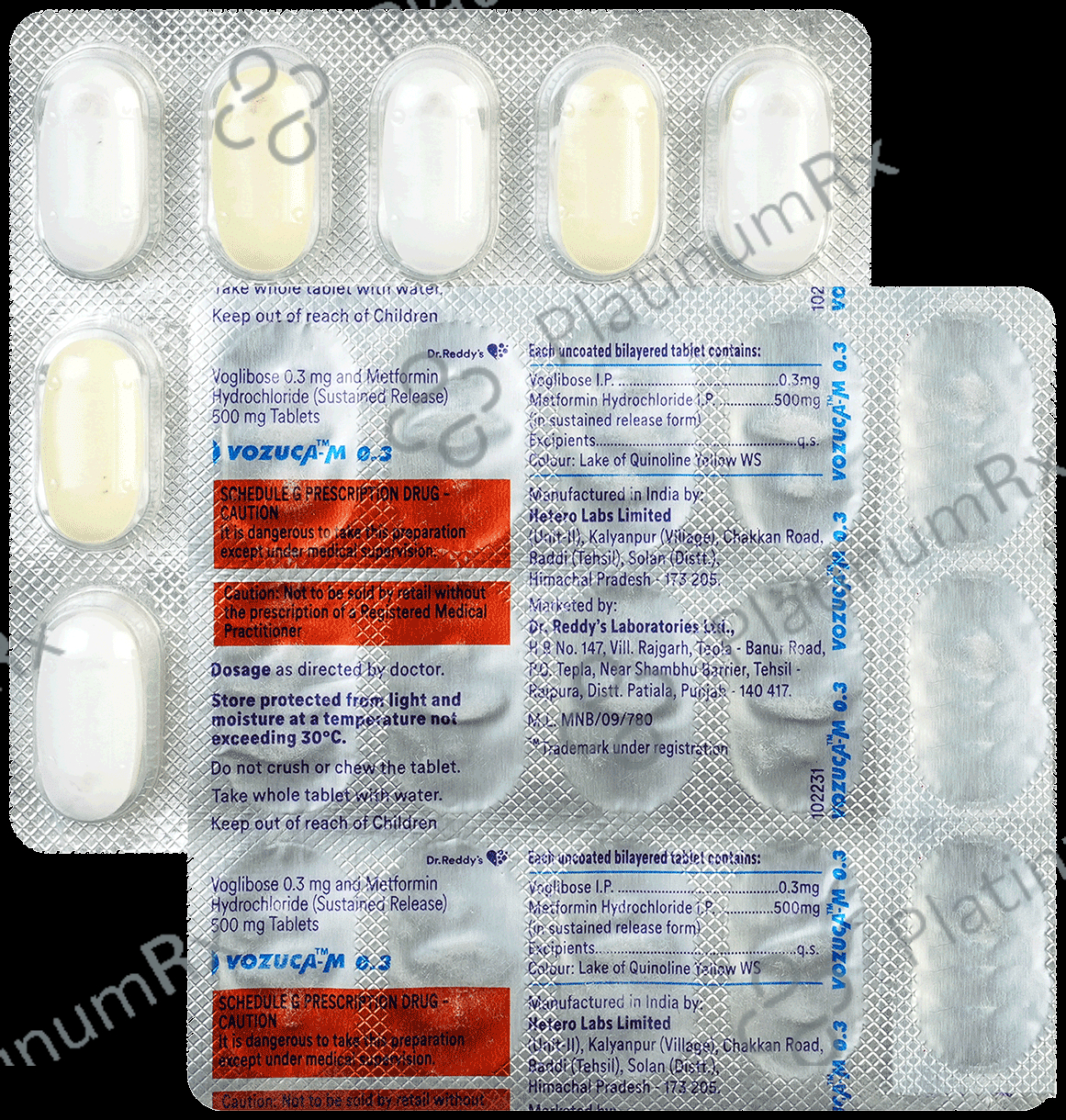 Vozuca M 0.3 500/0.3mg Tablet SR 15s
