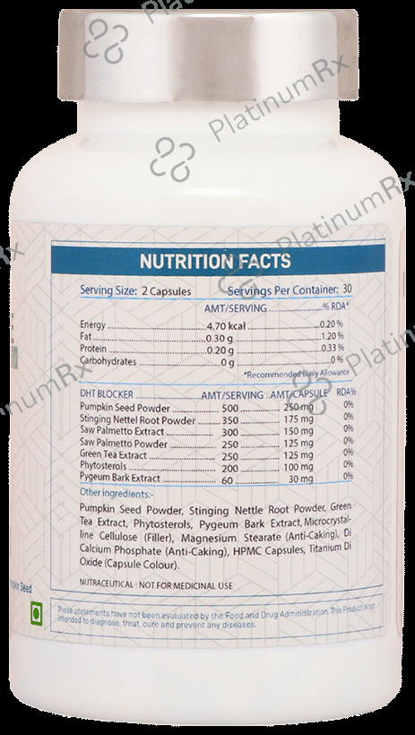 DHI DHT Blocker with Saw Palmetto & Pumpkin Seed - For Hair Fall Control - Capsule