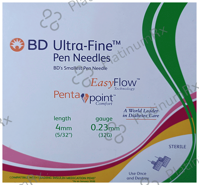 BD Ultra Fine Pen Needle EasyFlow Technology Penta Point Comfort 4mm 32G 5s