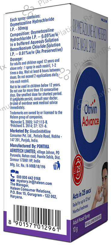 Otrivin Advance Nasal Spray 10gm