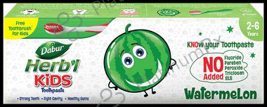 Dabur Herbal Kids 2-6 Years Toothpaste with Kids Toothbrush Free Watermelon