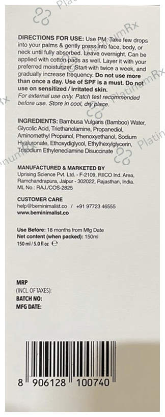 Minimalist 08% Glycolic Acid Exfoliating Liquid - Exfoliates and Smoothens Skin