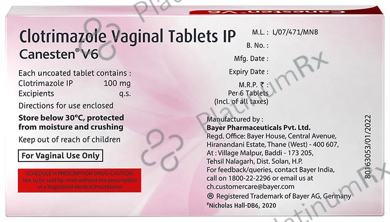 Canesten V6 100mg Tablet VT 6s