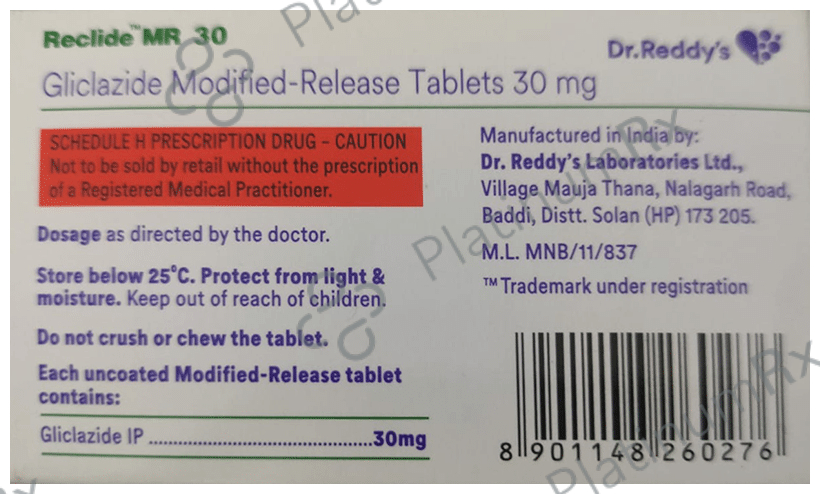 Reclide MR 30mg Tablet MR 15s