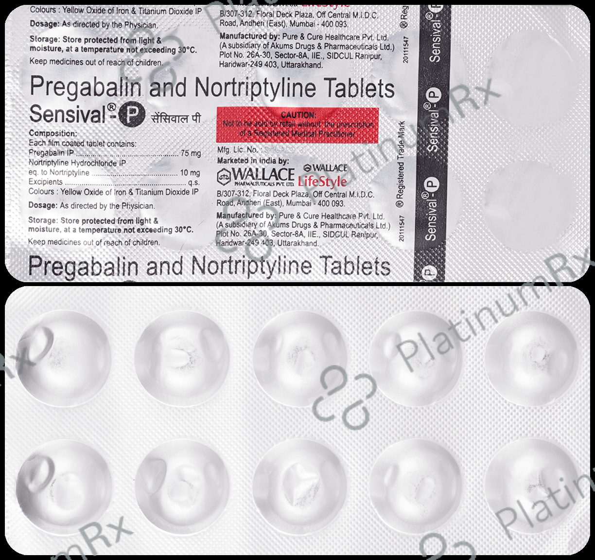 Sensival P 75mg/10mg Tablet