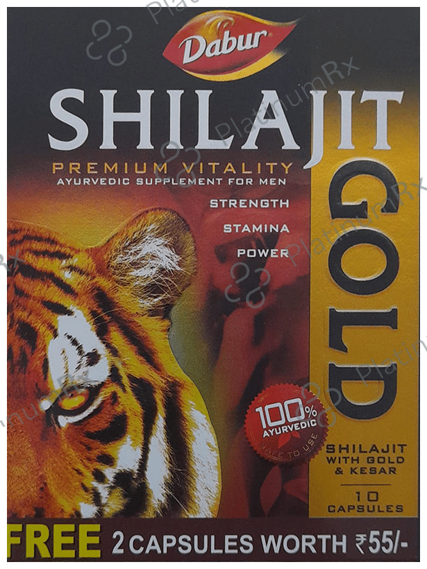 Dabur Shilajit Gold Capsule for Men For Immunity, Strength, Stamina & Power with 2 Capsule Free