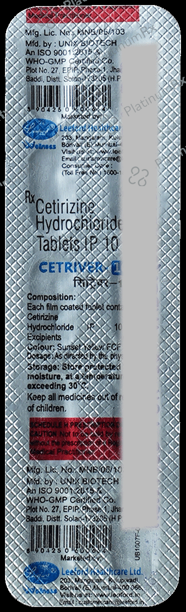 Cetriver 10mg Tablet