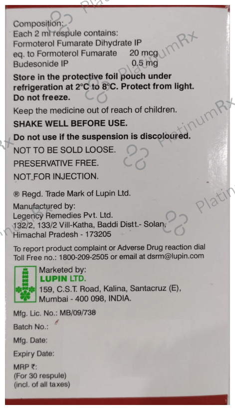 Budamate Neb 0.5mg Respules 2ml 5 Respules