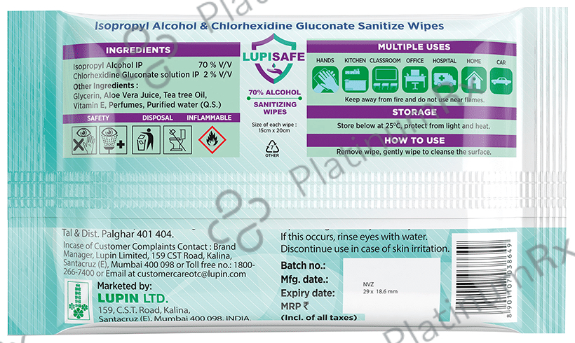 Lupin Lupisafe Sanitizing Wipes 10 wipes