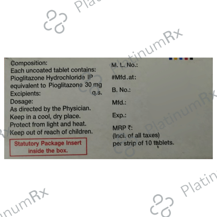 Piosafe 30mg Tab 10s