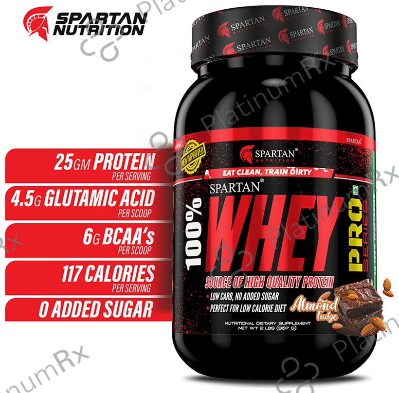 Spartan Nutrition 100% Whey Protein Pro Powder Almond Fudge 907 gm