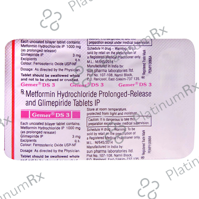 Gemer DS 3/1000mg Tablet PR 10s