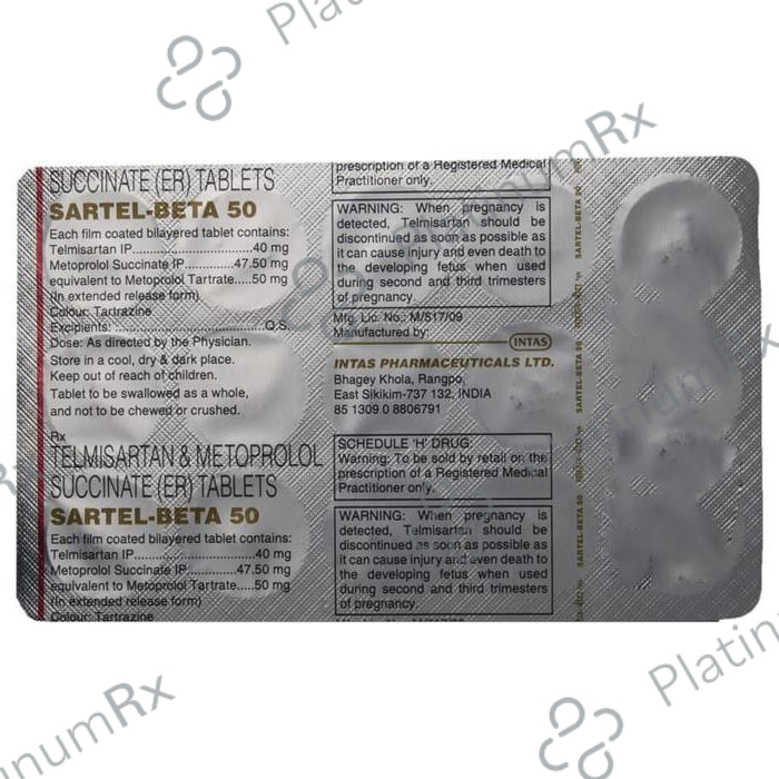 Sartel Beta 50/40mg Tablet ER 15s