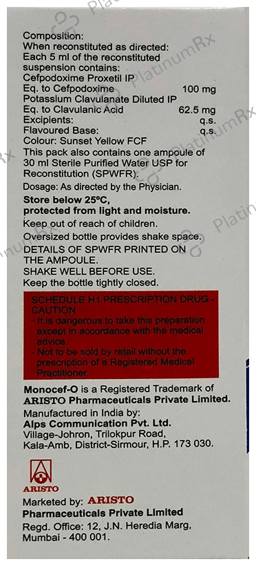 Monocef O CV 100/62.5mg Dry Syrup 30ml