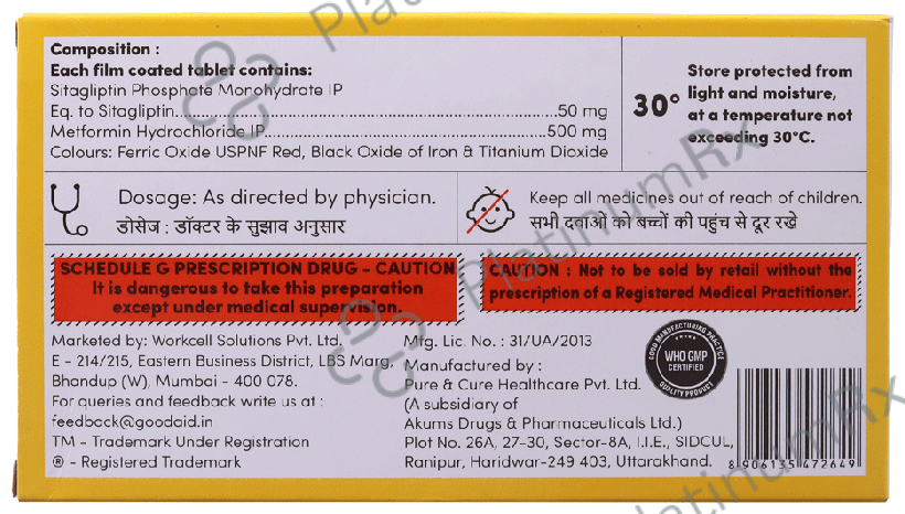 Sitagliaid M 500 Tablet