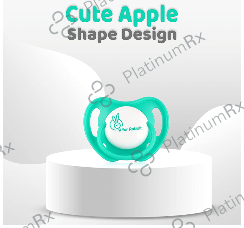 R for Rabbit Apple Pacifier Ultra Light Soft Silicone Nipple BPA-Free for Kids of 6 Months Green