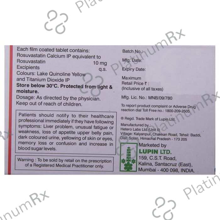 Novastat 10mg Tablet 15s
