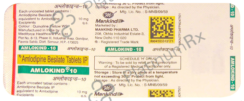 Amlokind 10mg Tablet 10s
