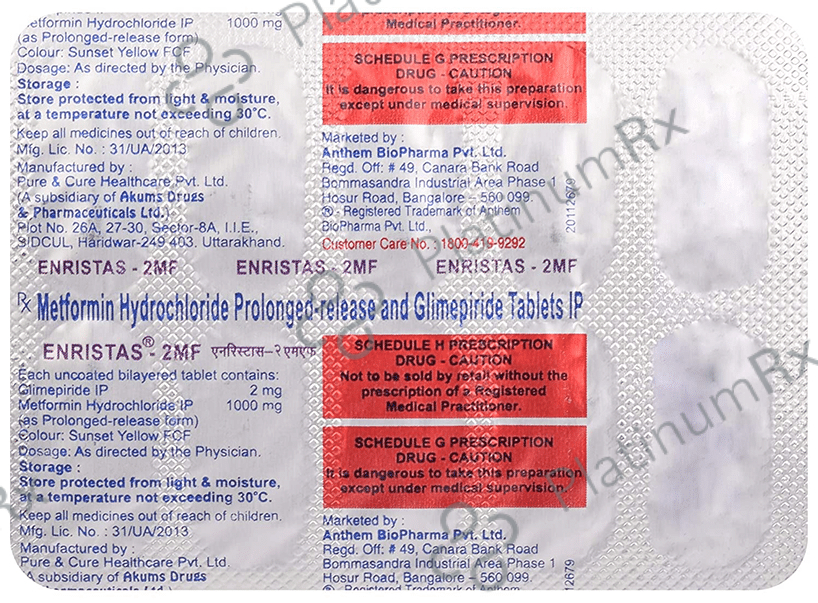 Enristas 2/1000mg Tablet PR 10s