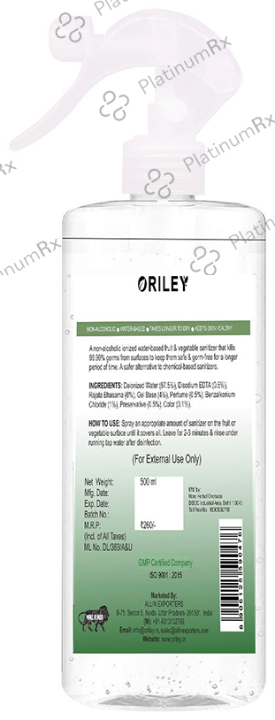 Oriley Fruits & Veggies Wash Aloe Vera Spray