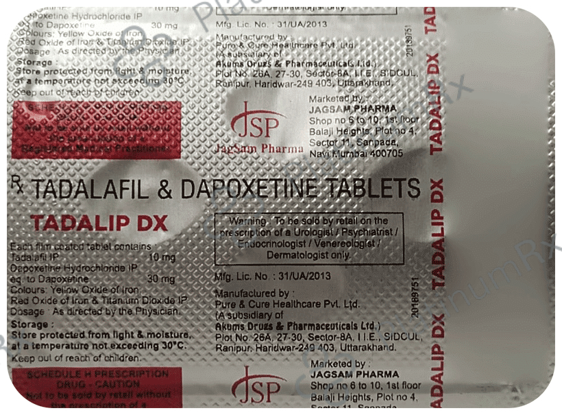 Tadalip DX 10mg/30mg Tablet