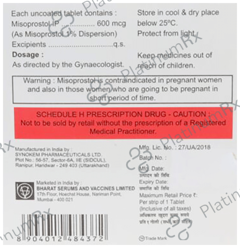 Miso Gyn 600mcg Tablet