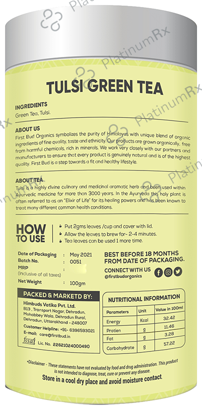 First Bud Organics Tulsi Green Tea
