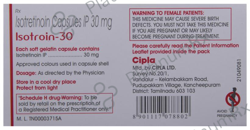 Isotroin 30mg Capsule 10s