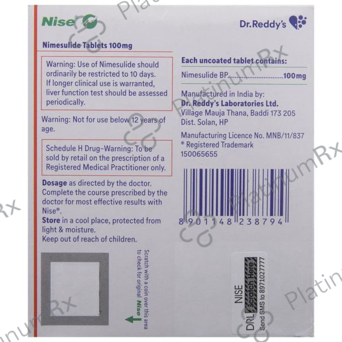 Nise 100mg Tablet 15s