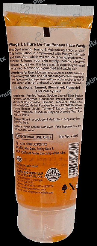 Wings De-Tan Papaya Face Wash (50ml Each)