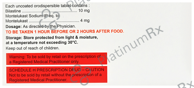Bilafav M ODT 10/4mg Tablet 10s