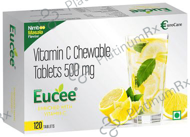 Eucee Vitamin C 500mg for Immunity, Gums, Heart & Skin - Flavour Nimboo Masala Chewable Tablet