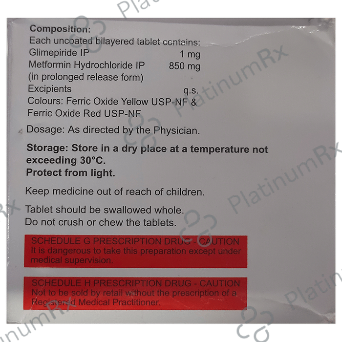 Glimisave M 1/850mg Tablet PR 15s