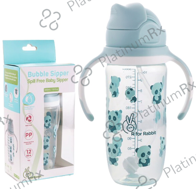 R for Rabbit Bubble Straw Sipper Blue