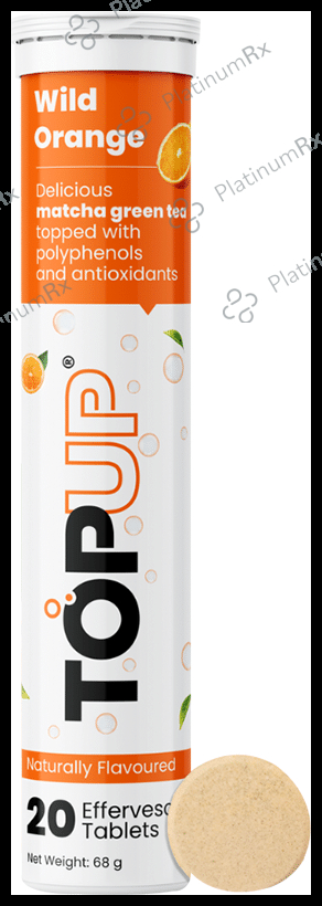 TopUp Delicious Matcha Green Tea Effervescent Tablet (20 Each) Wild Orange 1 Bottle