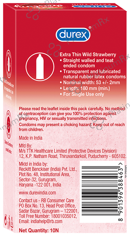 Durex Extra Thin Condom Wild Strawberry