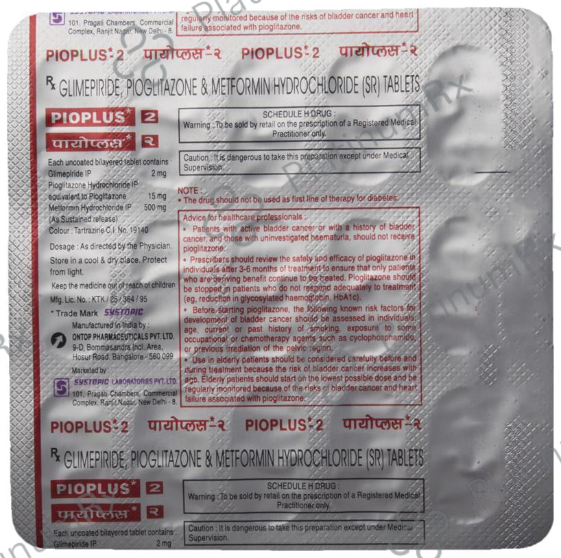 Pioplus 2 2/500/15mg Tablet SR 15s