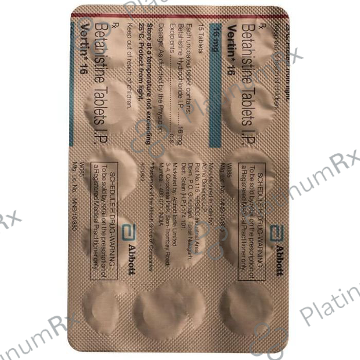 Vertin 16mg Tablet 15s