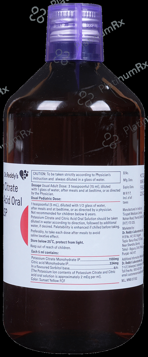 K Cit 1100/334mg Oral Solution 450ml