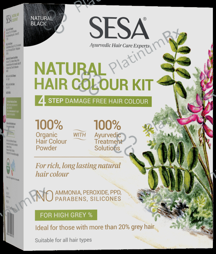 Sesa Natural Hair Colour 4 Step Kit Natural Black