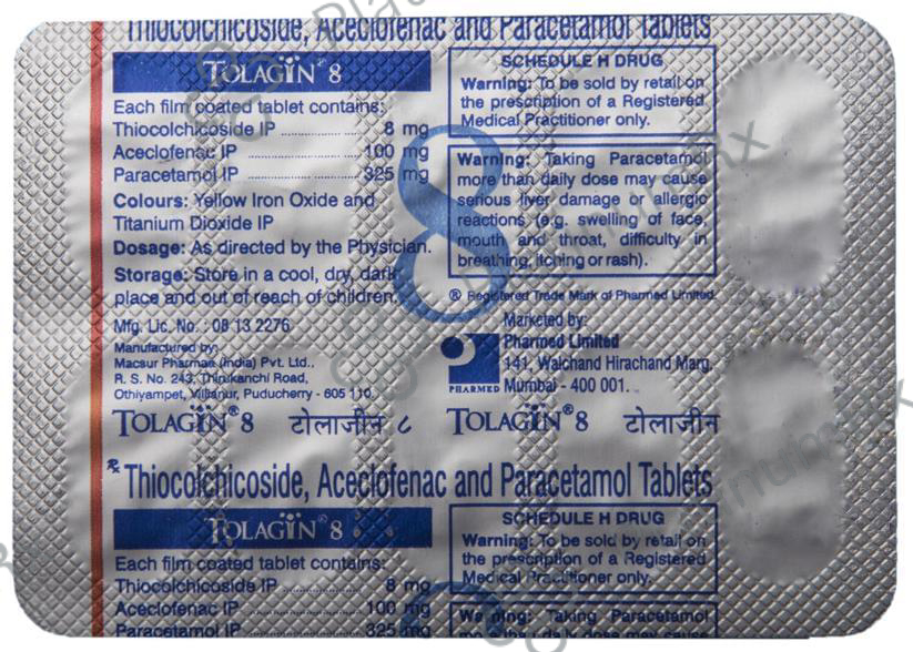 Tolagin 8 100/325/8mg Tablet 10s