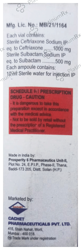 Traxol S 1000 mg/500 mg Injection